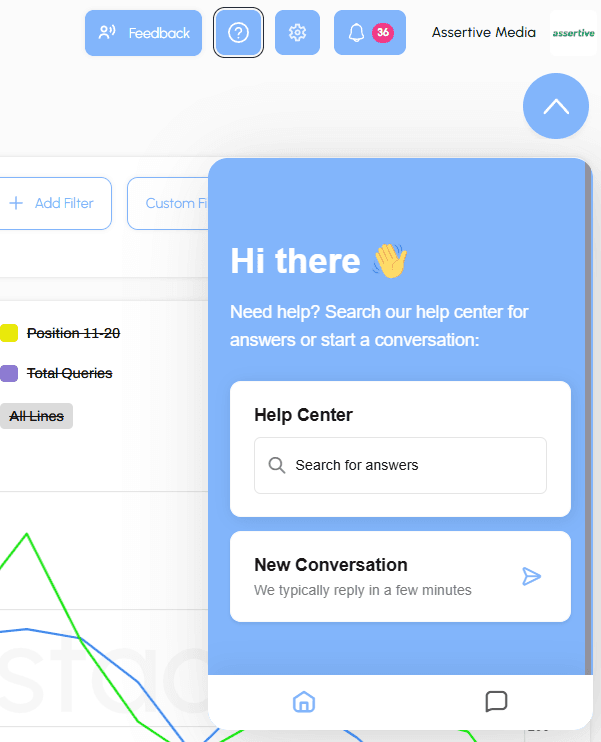 In-app help center interface
