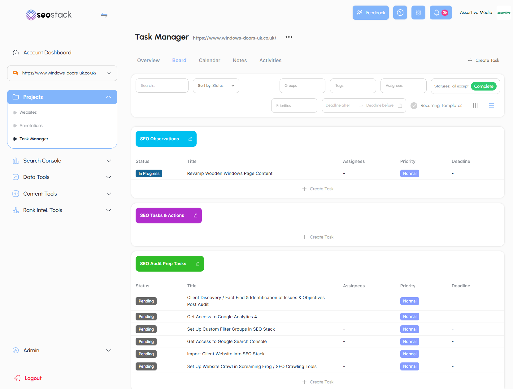 Create Projects & Tasks