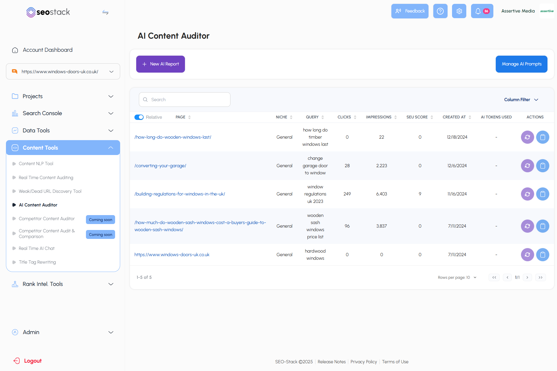 AI Content Auditor Dashboard